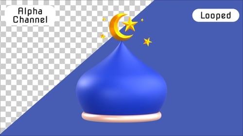 Animation 3D de l'icône du dôme d'une mosquée islamique | Alpha Channel