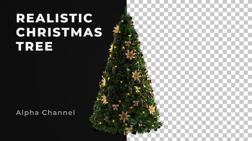 Green Christmas Tree Decorated with Blinking Lights 003