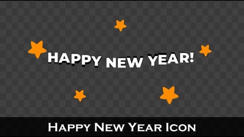Bouncing Happy New Year Text with Animated Stars