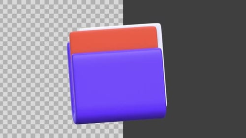 Animated 3D Folder Icon with Documents, Download, and Coins