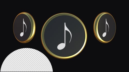 Golden 3D Music Note Rotation Animation
