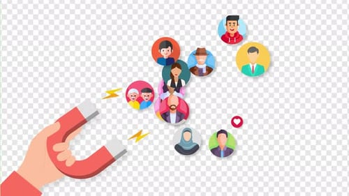 Flat Design Magnet Attracting Diverse Audience Avatars