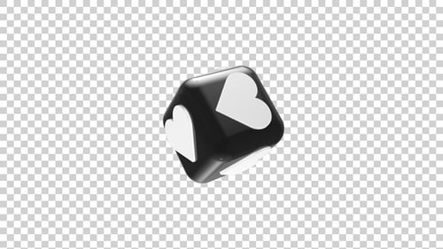 Modern 3D Rotating Heart Icon Cube Animation
