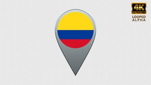 Rotating 3D Colombia Flag Location Pin