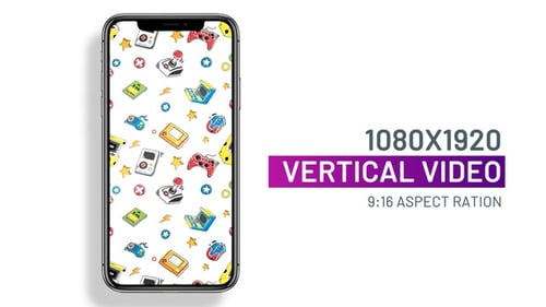 Retro Arcade Games icons seamless pattern looping background animation for social media posts