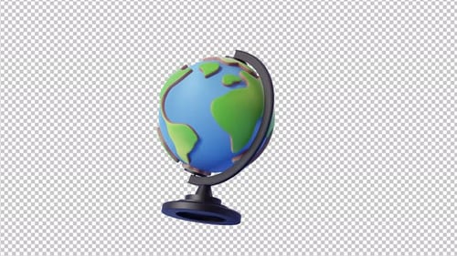 Animated 3D Cartoon Globe Spinning World Map