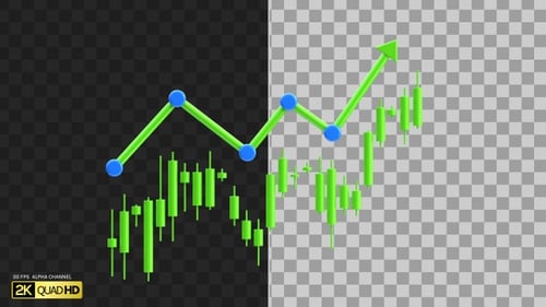 3D Bullish Market Growth | Alpha Channel