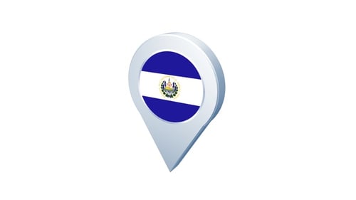 3D Spinning Map Pin with El Salvador Flag