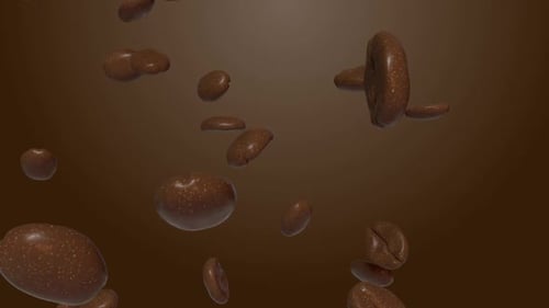3D Coffee Beans Falling Animation Loop