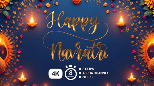 Animación de texto Happy Navratri