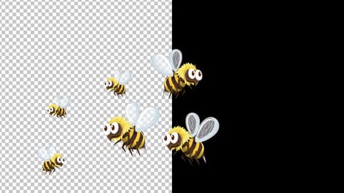 Animated Cartoon Bees Flying Across Screen
