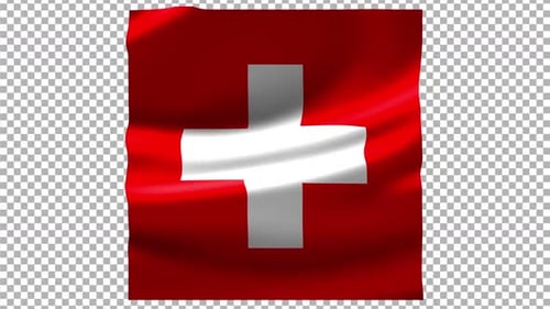 Realistic Waving Switzerland Flag with Alpha Channel