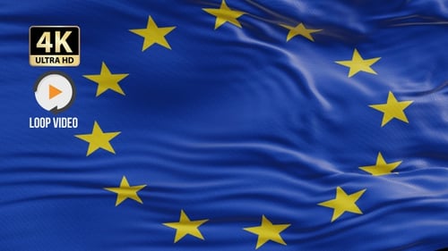 Realistic European Union Flag Waving Seamless Loop