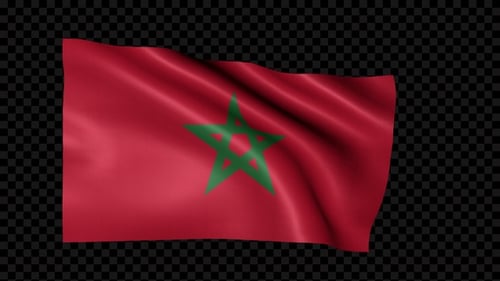 Morocco Flag Waving with Alpha Channel Seamless Loop