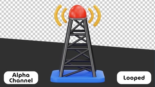 3D Signal Tower Hotspot Broadcast Animation | Alpha Channel
