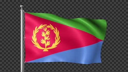 Waving Eritrea Flag Animation with Transparent Background
