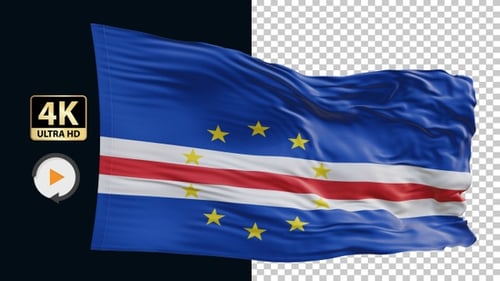 Realistic Waving Flag of Cape Verde Loop
