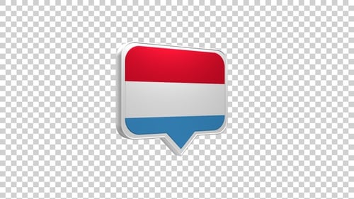 3D Luxembourg Flag Speech Bubble Icon Animation