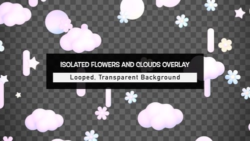 Soft Pastel Floating Clouds and Abstract Elements Loop