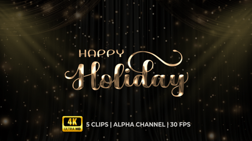 Animated Happy Holiday Script Titles with Shimmering Effects
