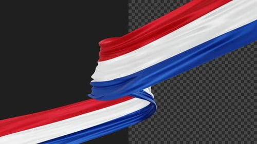 Fluid Red White Blue Ribbon Unfurling Transition