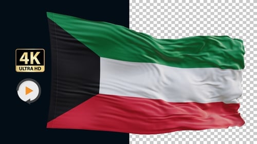 Kuwait Flag 4K Loop Alpha