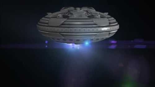 Animated 3D UFO Flying Saucer Hovering Spaceship