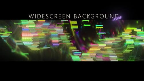 Neon Glitch Wave Widescreen Background Loop