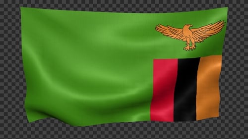 Zambia Flag Waving Realistic Animation