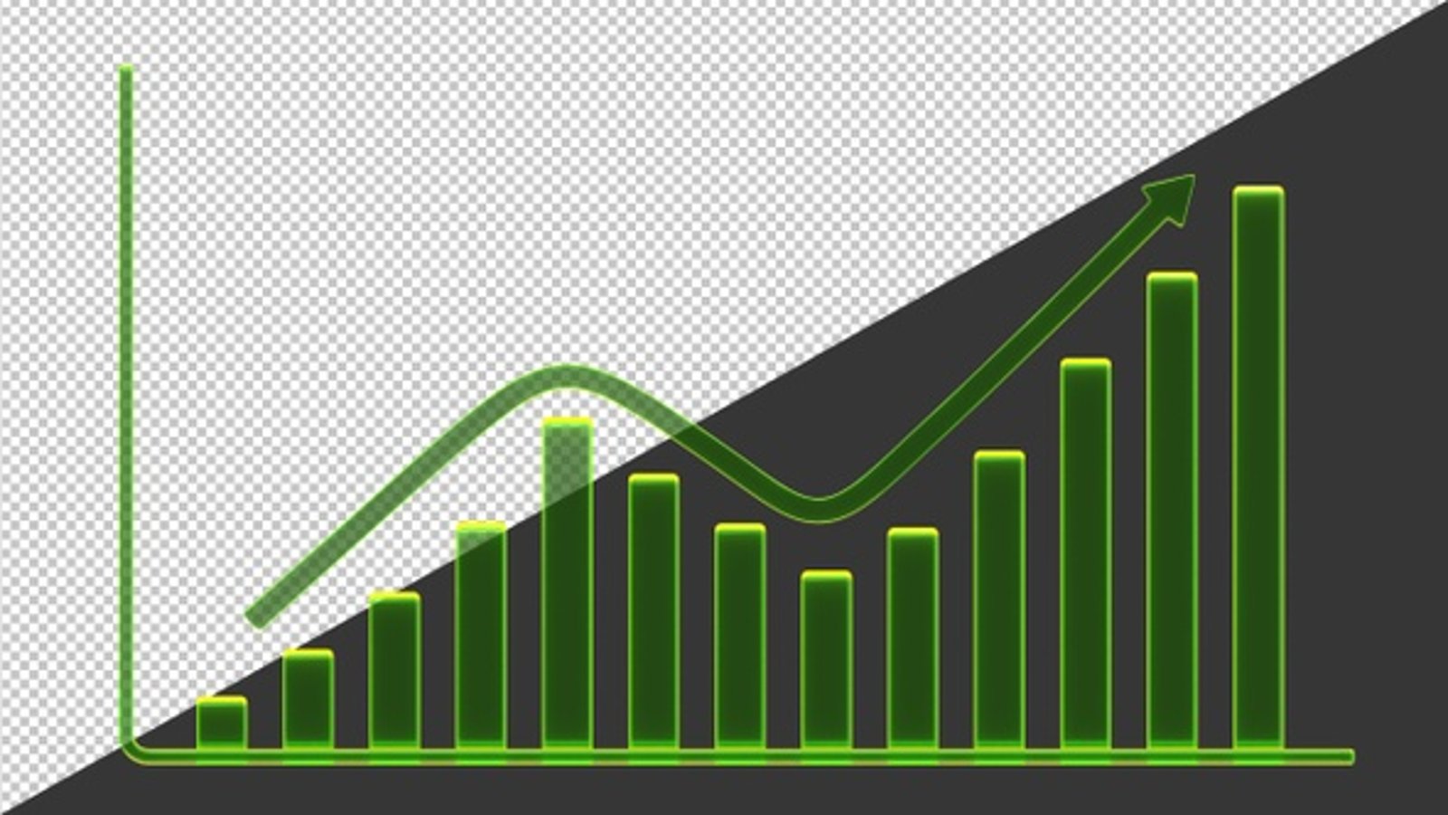 3D Animation of Business Graph Chart Up | Alpha Channel, Elements ...