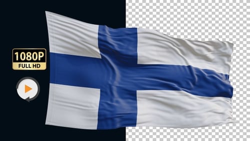 Realistic Waving Flag of Finland Seamless Loop Animation