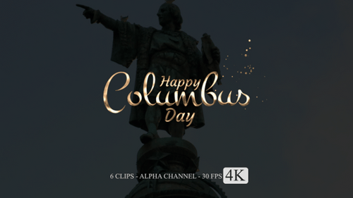 Decorative Happy Columbus Day Script Text Reveal Animation