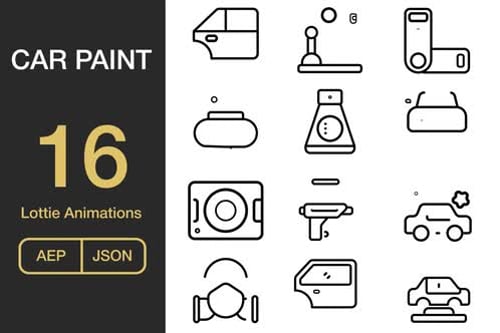 Minimalist Animated Line Icons for Car Painting Service