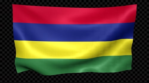 Mauritius National Flag Waving with Alpha Channel