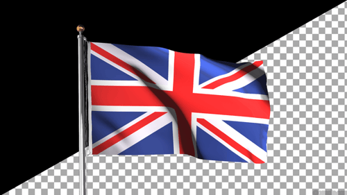 Waving United Kingdom Flag Animation on Pole