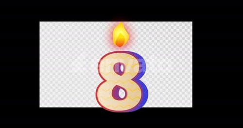 Number Eight Birthday Candle Alpha