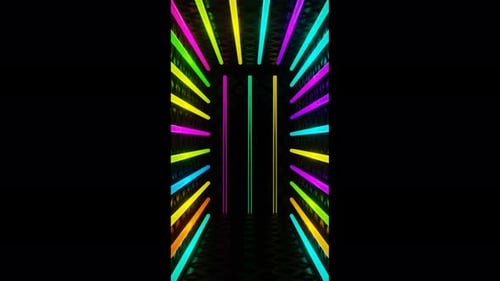 Overflows of neon lights in the festive box