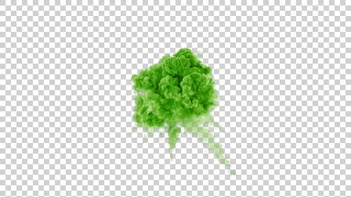 Green Color Smoke Aerial Explosion