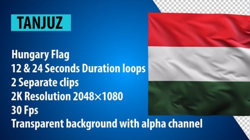 Realistic Hungary Flag Waving Loop Animation