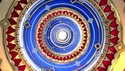 Ornate Golden Mandala Abstract Tunnel Animation