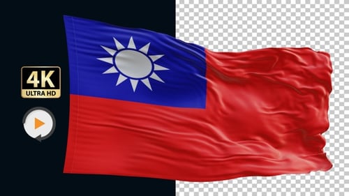 Realistic Waving Taiwan Flag Animation on Alpha Channel