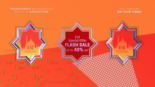 3D Glossy Islamic Star Eid Mubarak Sale Animation