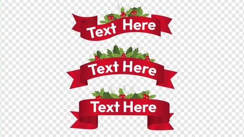 Animated Christmas Red Ribbons with Holly for Text Reveal