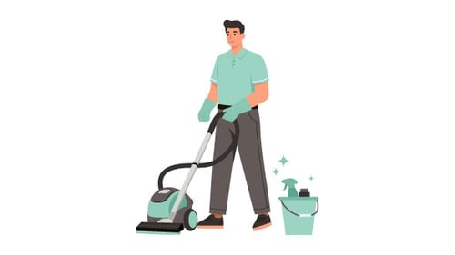 Man Using Vacuum Cleaner Animation Alpha Channel
