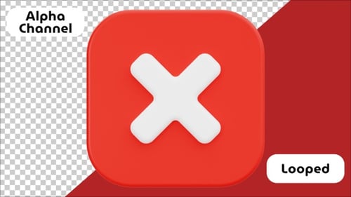 Animated 3D Cross Mark Error Close Icon