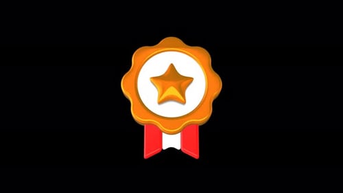 Golden Award Badge with Star Reveal Animation