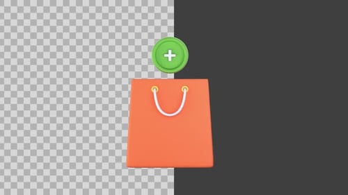 Minimalist 3D Shopping Bag Add to Cart Confirmation Icon