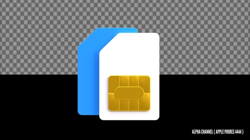 3D SIM Card and eSIM Animated Icon Reveal