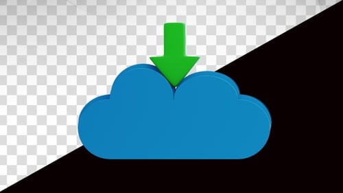 cloud download icon with green arrow 3d animation