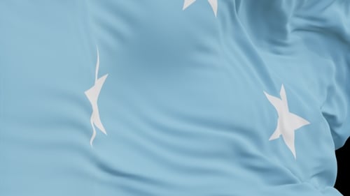 The Federated States of Micronesia with alpha channel waving in the wind in slow motion